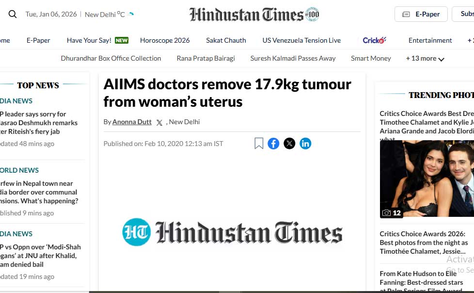 Hindustan Times Dr. MD Ray