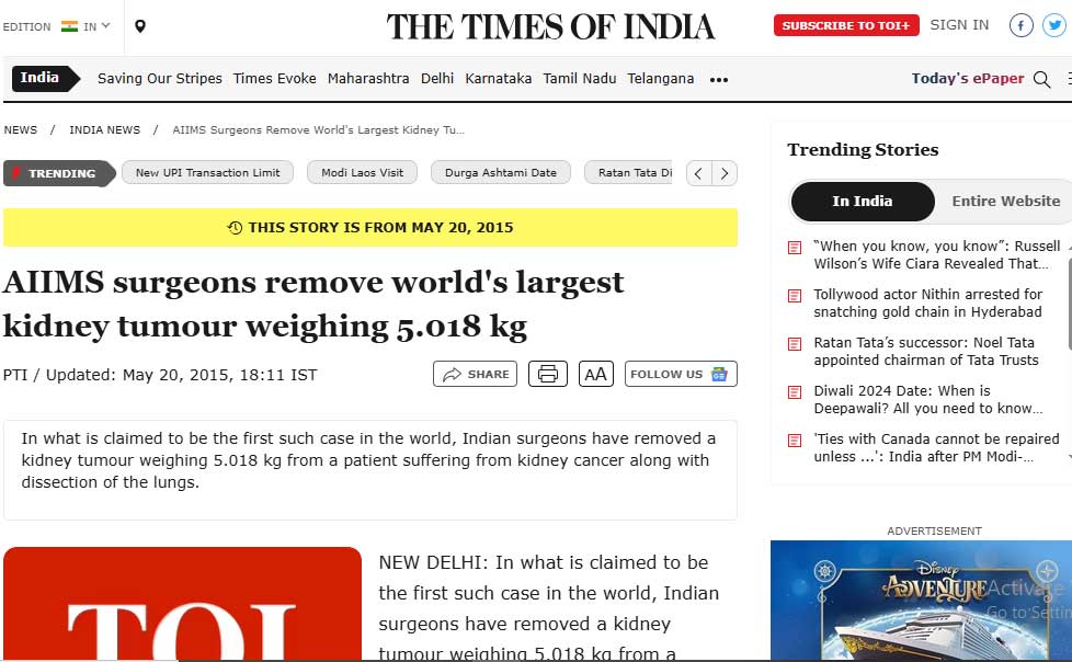 The Times of India Dr. MD Ray